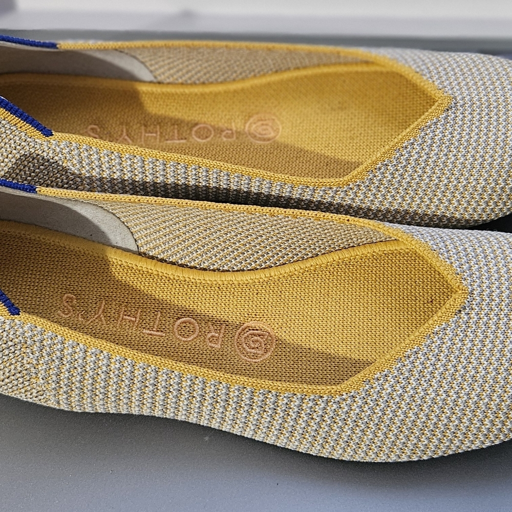 Rothy's Yellow and Gray Round Flats
